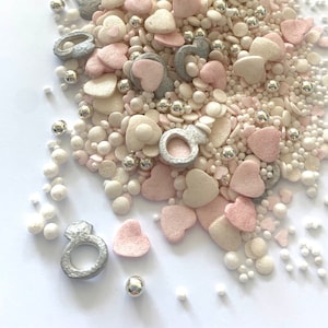 Edible sprinkle mix / sugar sprinkles *Put a ring on it* for decorating muffins, cupcakes, cakes, wedding cakes, engagements, weddings