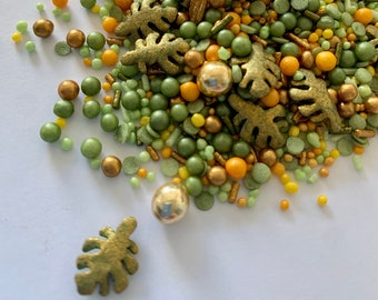 Sprinkle Mix Safari Jungle Wild Animals Monstera / Sugar Sprinkles / Edible Decoration for decorating muffins, cupcakes, cookies, cakes