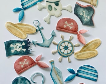 Edible decoration pirate pirates pirate birthday cake decoration pirate cupcake decoration pirate muffin topper pirate party pirate party decoration 18 pieces.