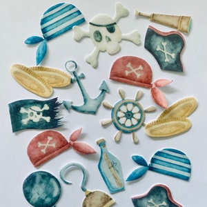 Edible Pirate Decorations, Pirate Birthday Cake Decorations, Pirate Cupcake Decorations, Pirate Muffin Toppers, Pirate Party Decorations, 18 Pieces