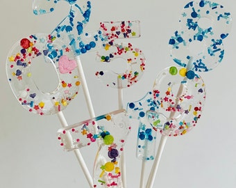 Numbers Lolli/Edible Cupcake Topper/Muffin Decoration/Cake Topper Tortendeko Giveaway/Handmade/Sustainable/Back to School/Birthday