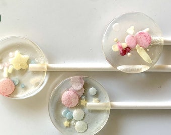 VEGAN lollipop with VEGAN pastel sprinkles / Edible cupcake toppers / muffin toppers / cake toppers / party favors / from 1 piece