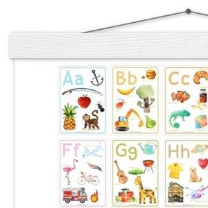 Poster ABC premium con striscia di legno: regalo perfetto per chi inizia la scuola ABC I Arte per bambini I Prima elementare I Ritorno a scuola