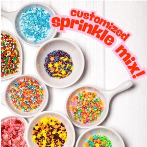 Gepersonaliseerde suikerstrooimix | individuele strooisels in gewenste kleuren en ontwerpen voor taarten, cupcakes, koekjes | verjaardagen, Kerstmis, enz.