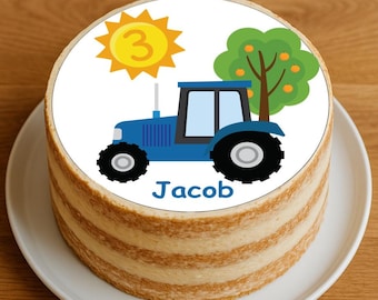 Fondant cake topper, tractor, farm, personalized | Cake topper with name & age | Cake decoration for children's birthdays, up to 20 cm