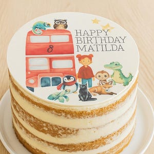 Fondant Tortenaufleger magische Tiere personalisiert | Cake Topper mit Name & Alter | Handgefertigte Tortendeko Kindergeburtstag, bis 20cm