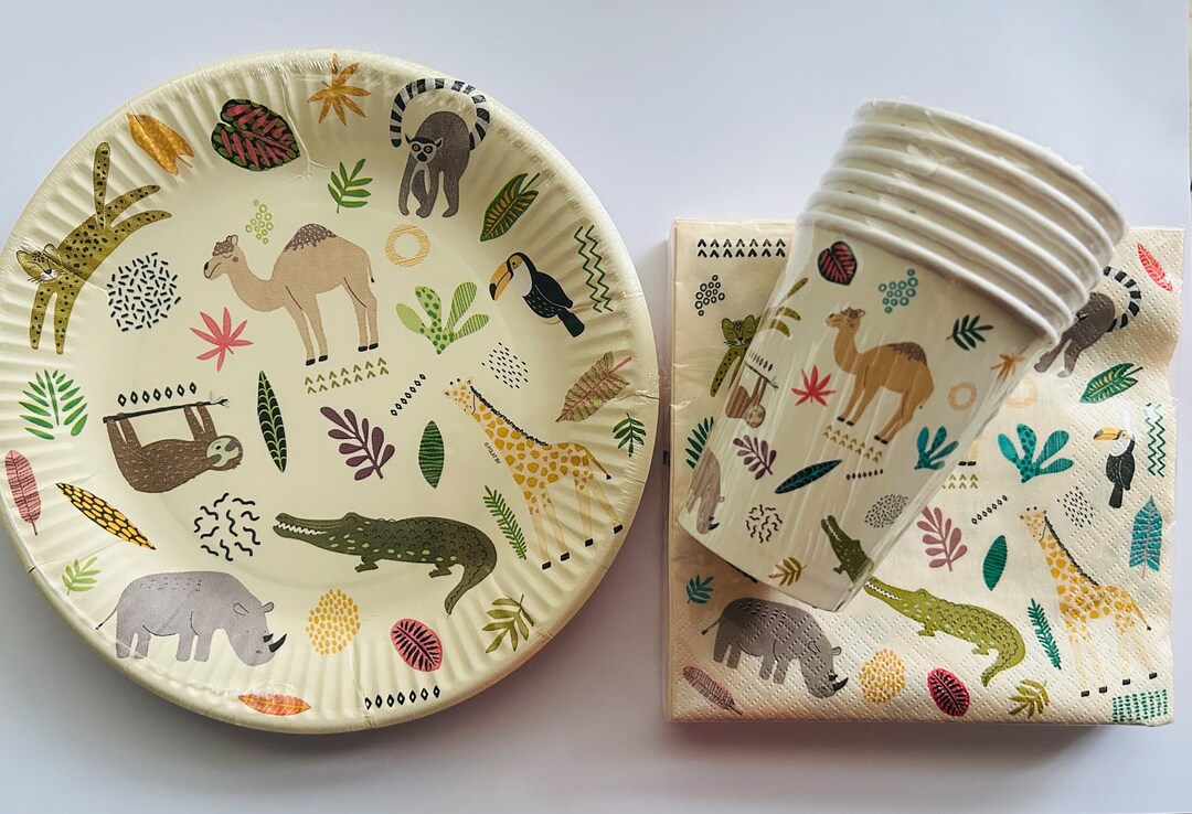 Waldtiere Safari Partygeschirr Set – 54-teilig Mit Tellern, Servietten & Banner Für Kindergeburtstag