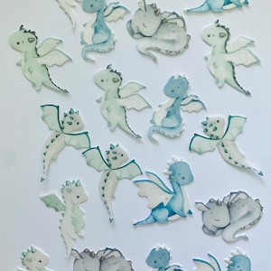 Edible Cupcake / Muffin Toppers / Cake Decoration * Dragon * 18 pieces CUT OUT from edible paper / fondant cute cute dragon baby dragon