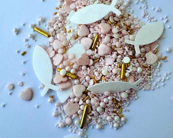 Essbarer Streusel-Mix  * Zuckerstreusel  Segen * zur Dekoration von Muffins Cupcakes Kuchen Torte / für Konfirmation Kommunion Taufe