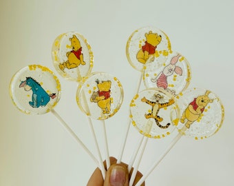 Lolli Winnie  Puuh / Pooh / essbare Cupcake Topper / Muffin Stecker / Cake Topper Tortendeko Mitgebsel Gastgeschenk  Geschenk  1. Geburtstag