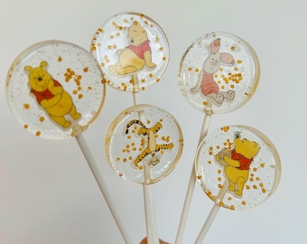 Winnie the Pooh lollipop / Edible cupcake toppers / Muffin / Cake toppers, cake decorations, party favors, small gifts for children