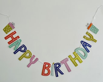 Colorful garland * Happy Birthday * 1.5 m made of cardboard * Birthday * Decoration * Party decoration * Party * Decoration birthday decoration * Children&#39;s room decoration *