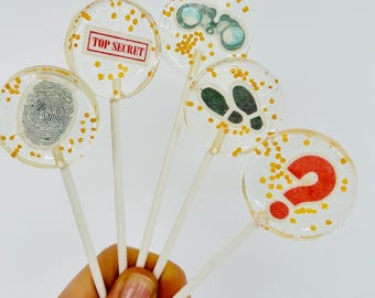 Handmade Lollipop Detective Exit Game / Treasure Hunt / Edible Cupcake Toppers / Cake Toppers Cake Decoration Party Favors Gift