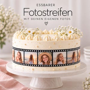 Personlig ätbar fotoremsa för tårtor, cupcakes etc. | Tårtkant med foton | Filmremsa | Tårtdekoration med foton