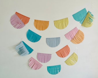 6 m pastel colorful paper garland with fringes * birthday * decoration * party decoration * party birthday decoration * children's room decoration children's birthday