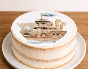 Personalizable cake topper Noah's Ark baptism
