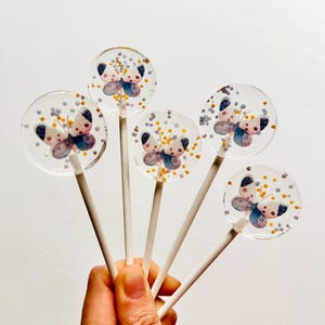 Lecca lecca farfalla viola / Decorazione commestibile per cupcake / decorazione per muffin / decorazione per torta / regalo per gli ospiti, cono scolastico / souvenir per bambini