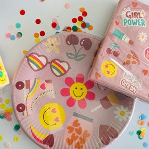 Stoviglie per feste 34 pezzi piatti di carta bicchieri di carta tovaglioli * Boho party * piatti di compleanno per bambini tazze decorazione di compleanno festa per bambini pattini a rotelle