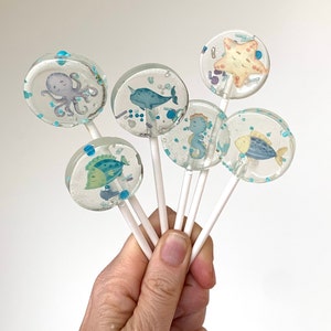 Lollipop Sea Creatures / Edible Cupcake Topper / Muffin Decoration / Cake Topper Cake Decoration Party Favor Fish Seahorse Starfish Naval from 1 piece