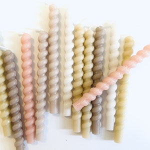 12 twisted candles birthday cake boho pastel with candle holders - 10 cm high, twister candles birthday Christmas birthday cake