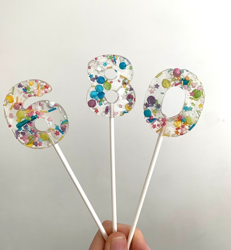 Number lollipop / edible cupcake topper / muffin decoration / cake topper cake decoration party bag / handmade / sustainable / back to school / birthday image 3