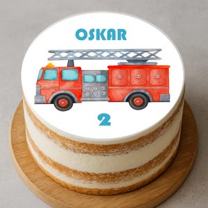 Personalisierbarer Tortenaufleger Cake Topper Kuchendeckel Feuerwehr aus Fondant I Durchmesser bis 20cm wählbar