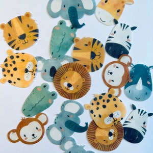 Edible cupcake / muffin toppers / cake decoration wild animals kids / safari zoo jungle 18 pieces CUT OUT from edible paper or fondant