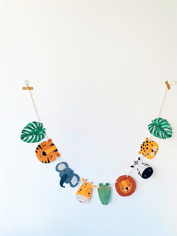 2m Girlande „Safari“ aus Karton* Safari Deko* Safari Party * Safari Geburtstag * Dschungeltiere * Dschungel Geburtstagsdeko Kinderzimmerdeko