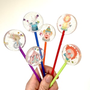 Lollipop Circus / Edible Cupcake Topper / Muffin / Cake Topper Cake Decoration Party Favor Birthday Circus Tent Rabbit Lion Bear Clown from 1 piece