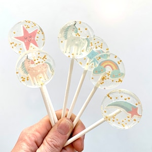 Lollipop unicorn rainbow star / edible cupcake topper / muffin plug / cake topper cake decoration party bag guest gift gift school bag image 3