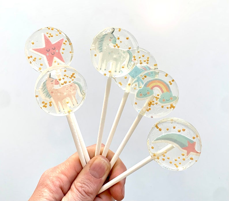 Lollipop unicorn rainbow star / edible cupcake topper / muffin plug / cake topper cake decoration party bag guest gift gift school bag image 3