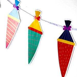 Garland school cones 6 m - school enrollment school child school start made of cardboard school enrollment party children's room decoration desk decoration kraft paper