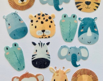 Edible Cupcake / Muffin Topper / Cake Decoration Wild Animals kids /Safari 18 pieces DANCED OUT of edible paper or fondant