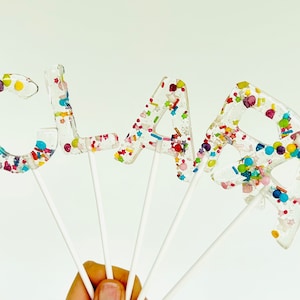 Letra Lollipop / Adorno para tarta con nombre / Lollipop / Adorno personalizado / Adorno para tarta / Adorno para tarta decoración para tarta / Nombre para tarta de cumpleaños