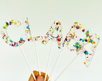 Buchstaben Lolli / Cake Topper Name /  Lollipop / customized topper / Tortenstecker / Kuchenstecker Tortendeko / Geburtstagskuchen Name