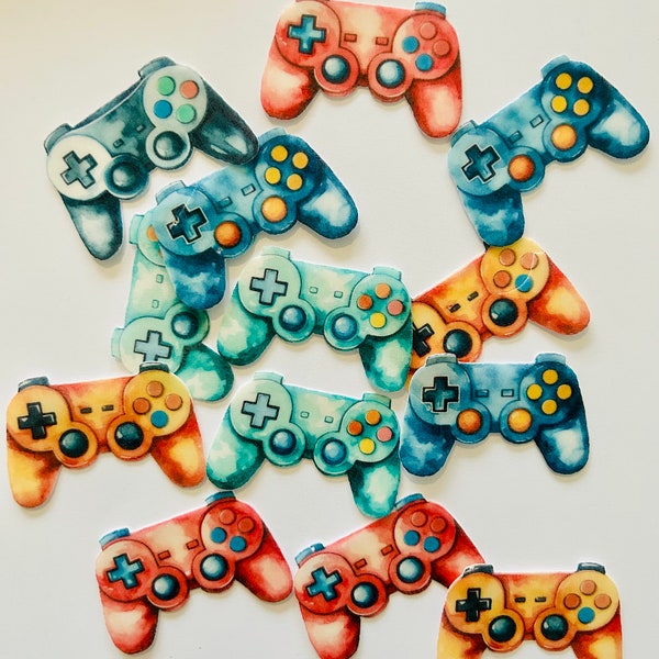 Edible Cupcake/Muffin Toppers/Cake Decorations * Gaming * 18 Pieces Die-Cut from Edible Paper or Fondant / Level Up / Nintendo Switch PS5