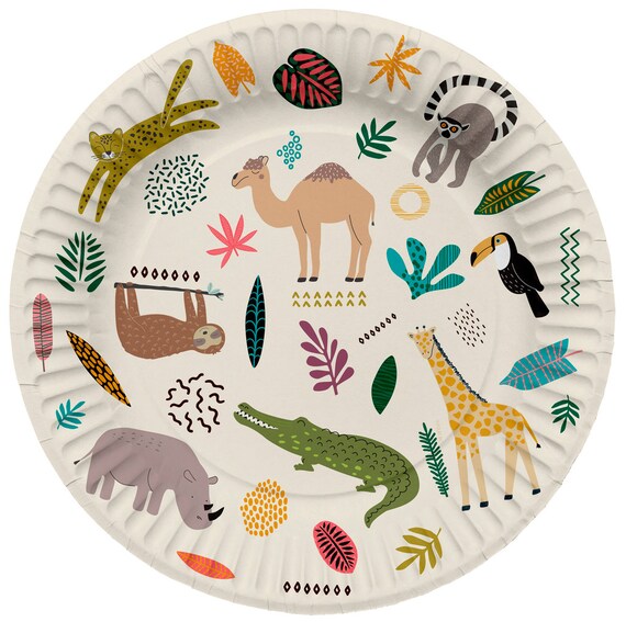 Dschungel Safari Partygeschirr Set Für 20 Gäste – Teller & Servietten Mit Tiermotiven (Kindergeburtstag)
