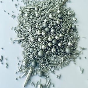 Edible decoration &quot;Silver Mine&quot; / sprinkle mix / sugar sprinkles / cake decoration / birthday cake / party / silver sprinkles / fancy sprinkles