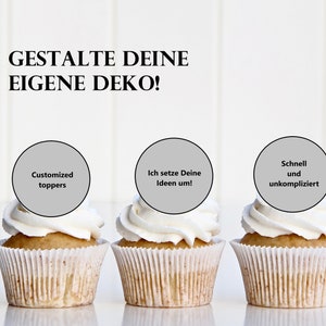 Personalizable edible cupcake toppers/muffin toppers/cake decorations CUT OUT from edible paper or fondant