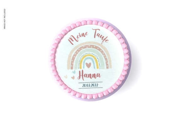 Personalisierbarer Tortenaufleger Aufleger cake topper Tortendeckel Regenbogen Rosa Taufe Kommunion Geburt Geburtstag Fondant bis 20cm