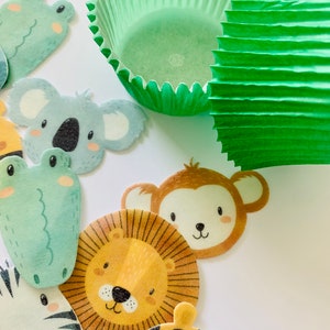 Essbare Cupcake / Muffin Aufleger / Tortendeko Wilde Tiere kids /Safari Zoo Dschungel 18 Stück AUSGESTANZT aus Esspapier oder Fondant Bild 3