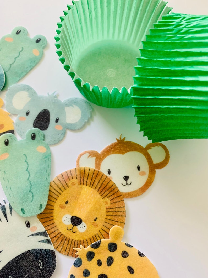 Essbare Cupcake / Muffin Aufleger / Tortendeko Wilde Tiere kids /Safari Zoo Dschungel 18 Stück AUSGESTANZT aus Esspapier oder Fondant Bild 3