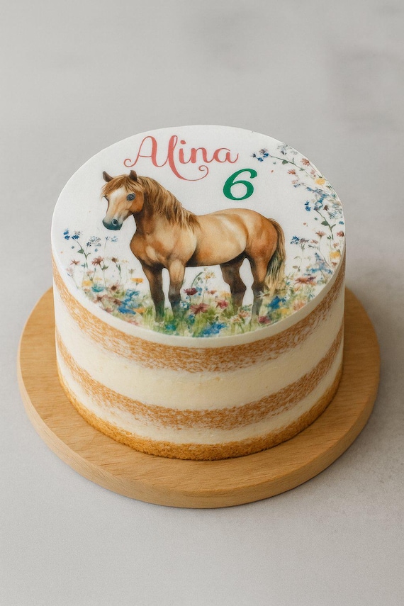 Personalisierbarer essbarer Tortenaufleger Pferd I Aufleger Tortendeckel Deko Torte Topper I Fondant I Größe bis 20cm Durchmesser