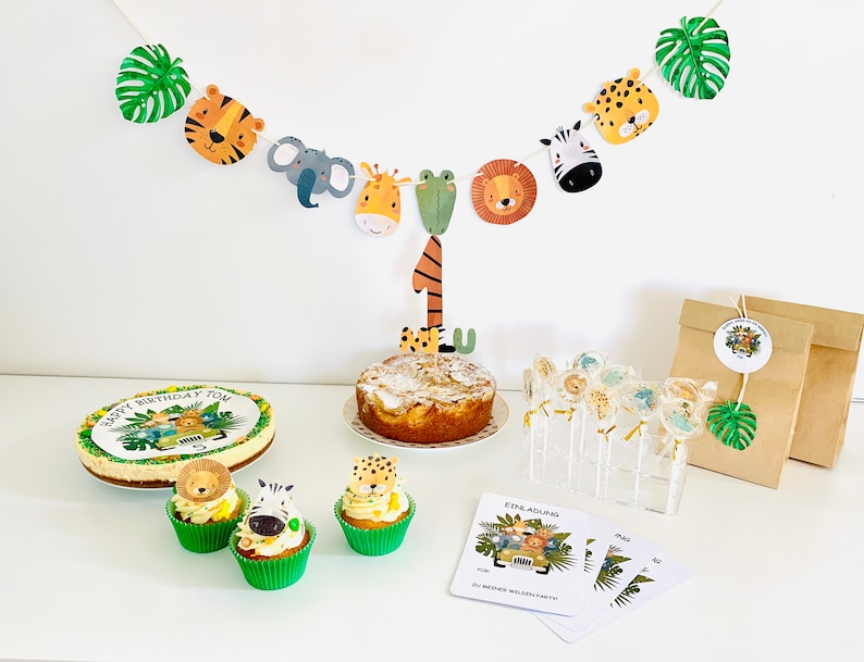 Essbare Cupcake / Muffin Aufleger / Tortendeko Wilde Tiere kids /Safari Zoo Dschungel 18 Stück AUSGESTANZT aus Esspapier oder Fondant Bild 5