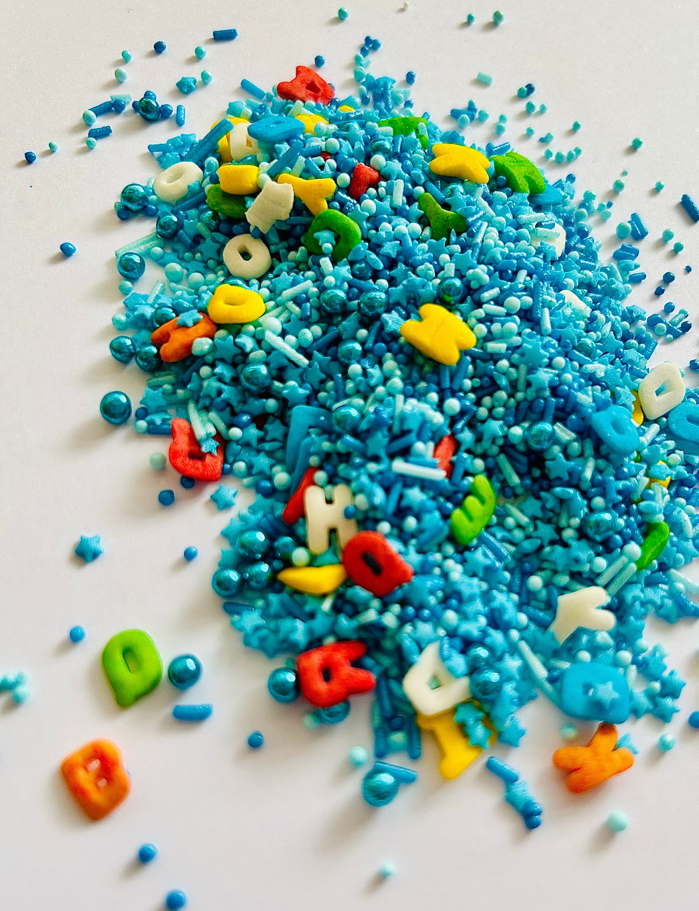 Blue ABC Edible Sprinkles / Sprinkle Mix Table Confetti School Enrollment Back to School Decoration of Cakes, Pies, Muffins, Cupcakes