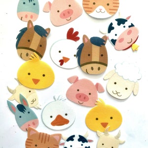 Edible cupcake / muffin toppers / cake decorations farm animals 17 pieces CUT OUT from edible paper or fondant