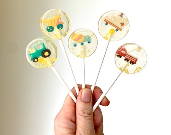 Lolli Fahrzeuge / Essbare Cupcake Topper / Muffin Stecker / Cake Topper Tortendeko Mitgebsel Gastgeschenk kleines Geschenk für Kinder