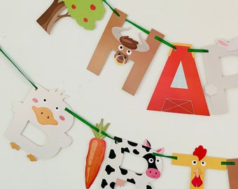 12 stuks boerderij verjaardagsdecoratie, Happy Birthday-slinger