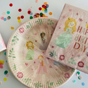 Stoviglie per feste 34 pezzi piatti di carta bicchieri di carta tovaglioli * festa principessa * piatti di compleanno per bambini tazze decorazione festa di compleanno ragazze