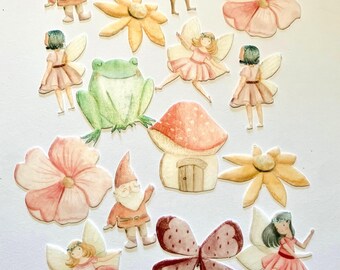 Edible Cupcake/Muffin Toppers/Cake Decorations * Fairy * Fairies 18 Pieces Die-Cut from Edible Paper or Fondant / Dwarf Butterfly Mushroom Fairies